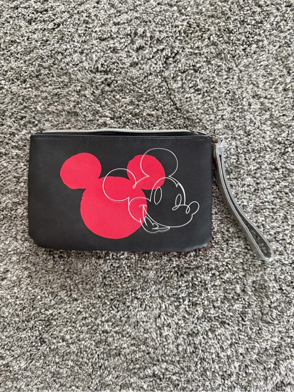 Black Wristlet Pouch with Red Mickey Graphic